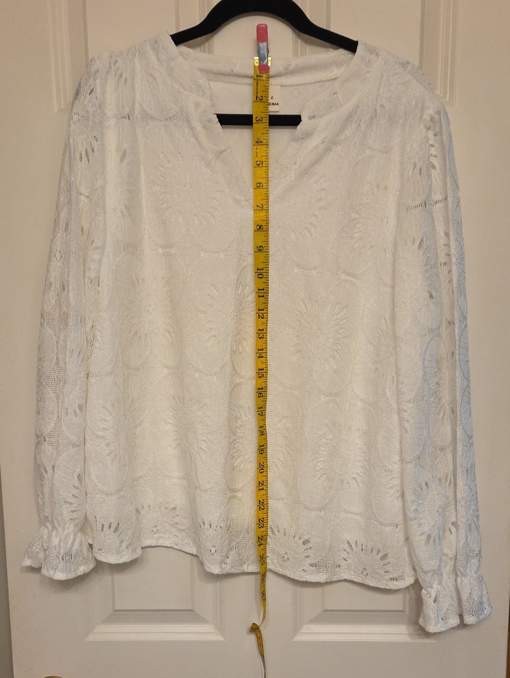 Rumia White Lace Peasant Blouse with Ruffled Cuffs